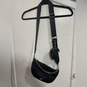 DKNY Black Crossbody Bag with Chain Detail